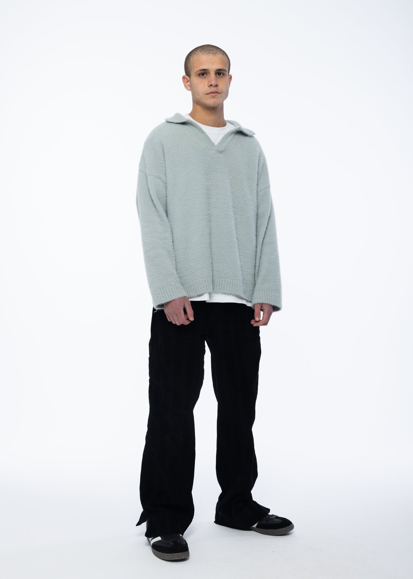 Ice Grey Polo Sweater