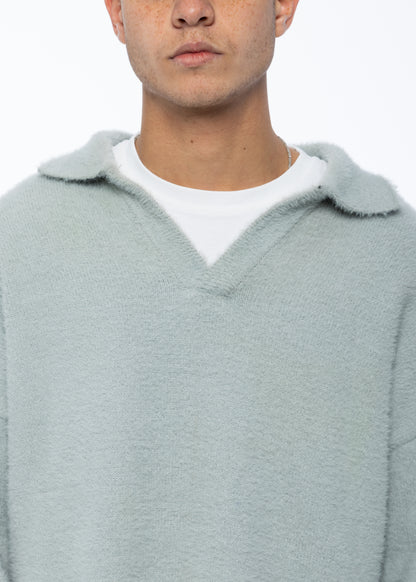 Ice Grey Polo Sweater