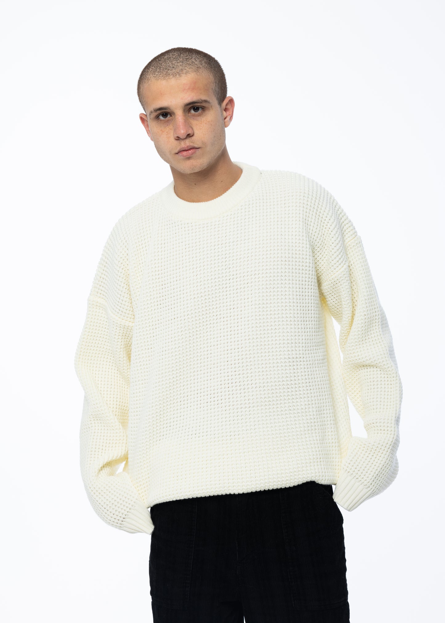 Beige 'knitted' Crewneck