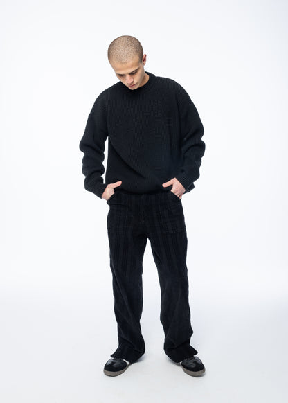 Black 'knitted' Crewneck