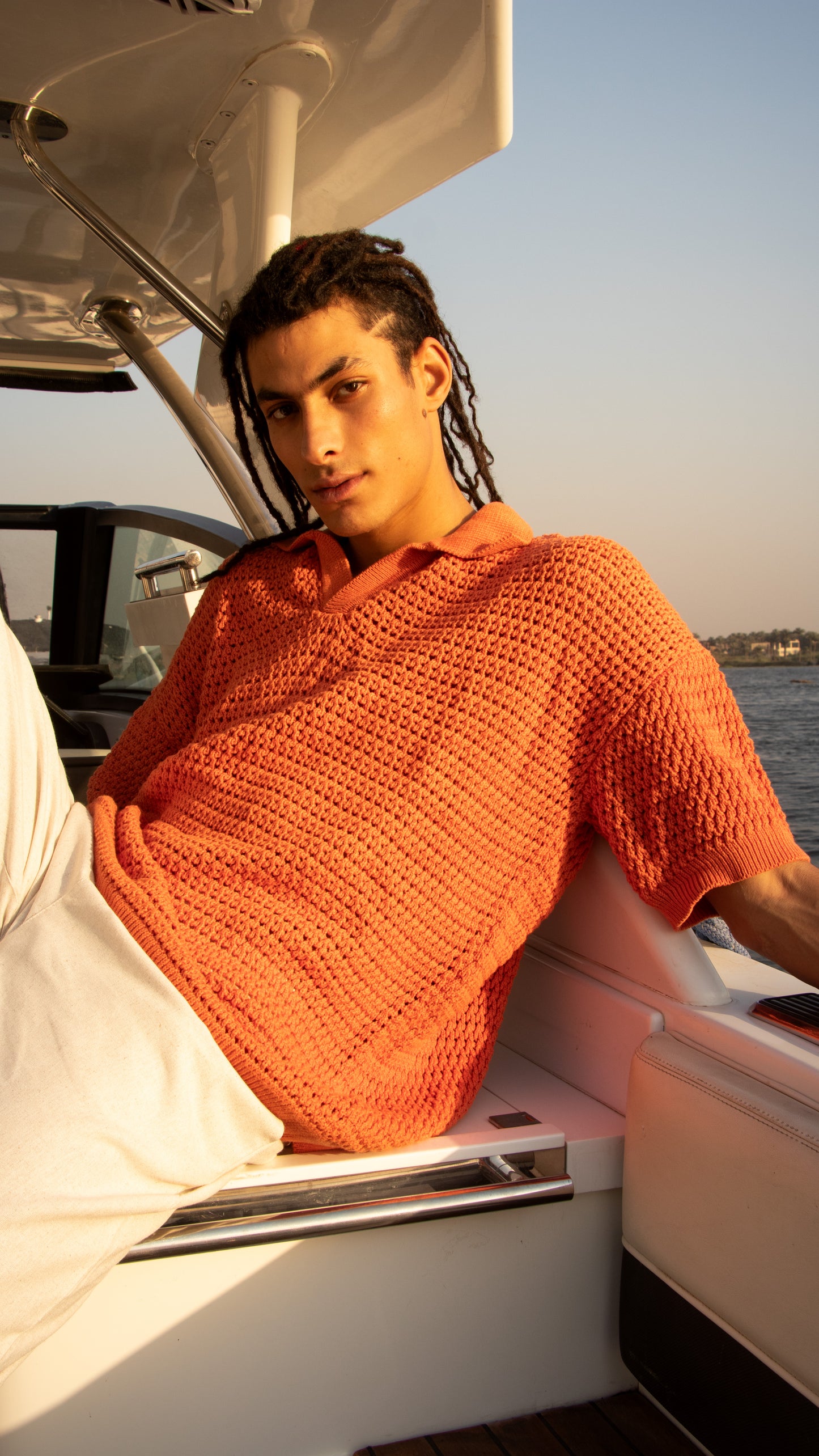 Orange 'Knitted' Polo