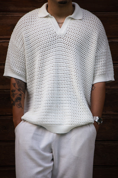 White 'knitted' Polo