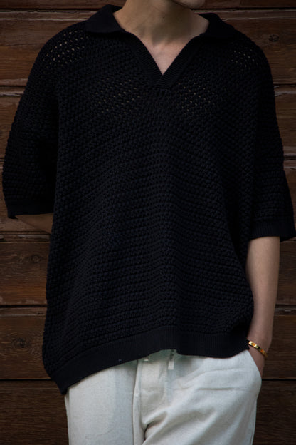 Black 'knitted' Polo