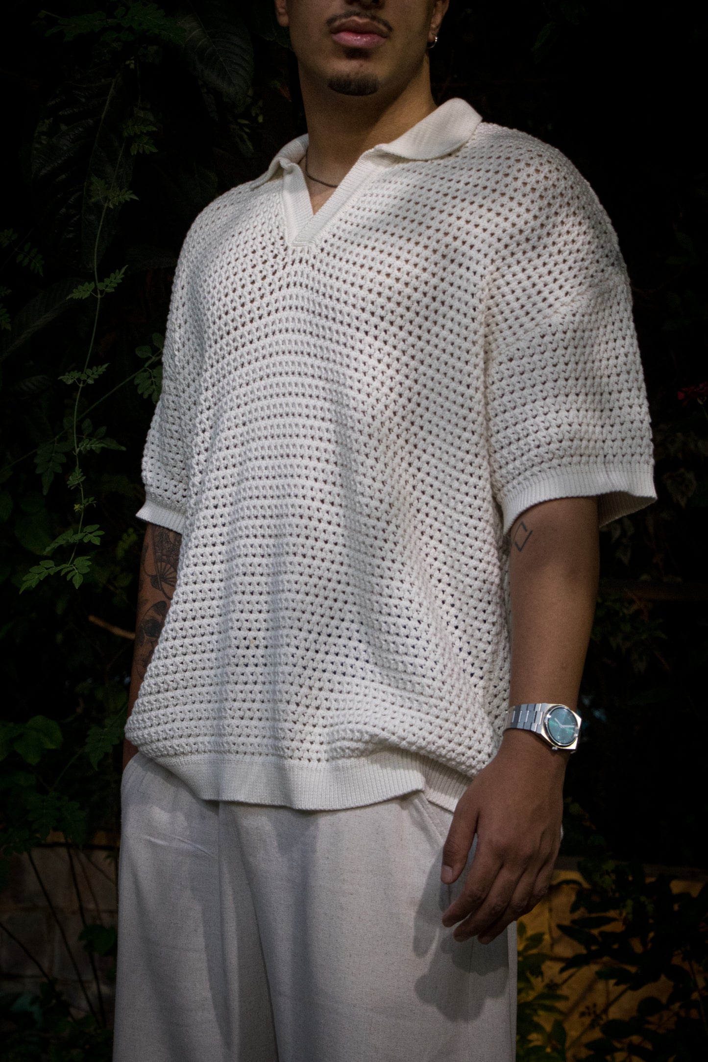 White 'knitted' Polo