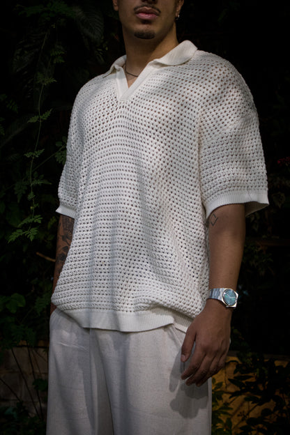 White 'knitted' Polo