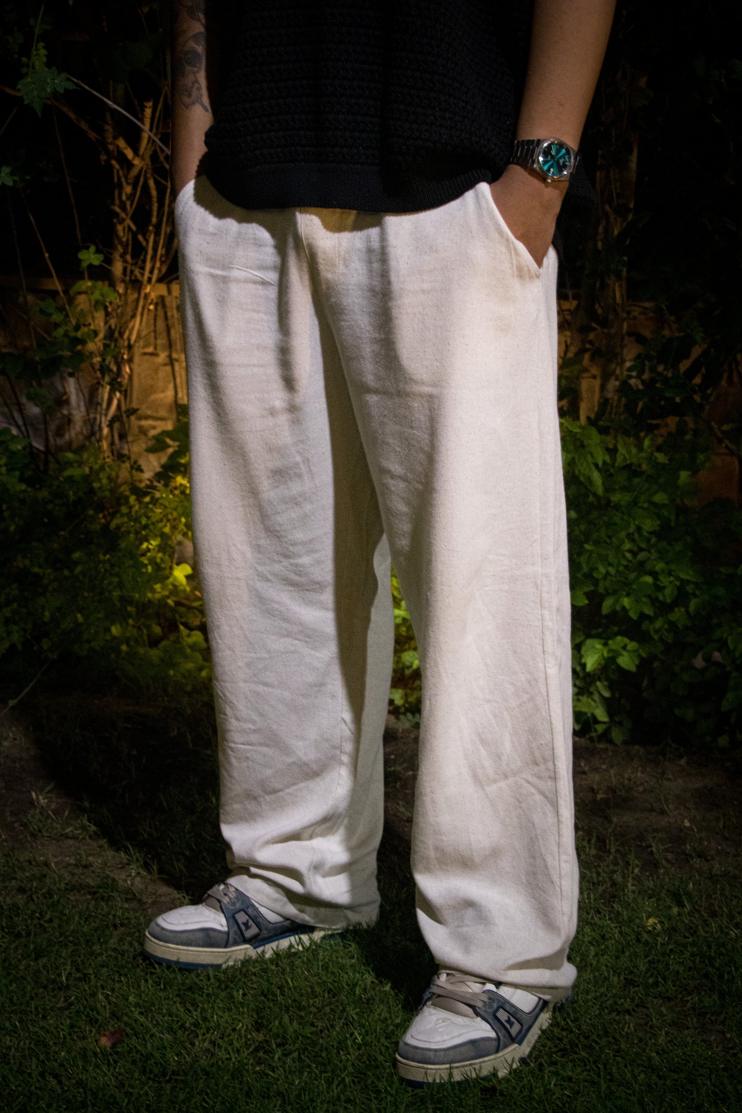 Beige linen pants